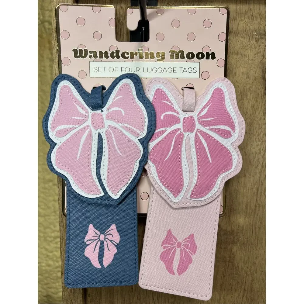 Wandering Moon Set of 2 Bow Luggage Tags w/ID Window New